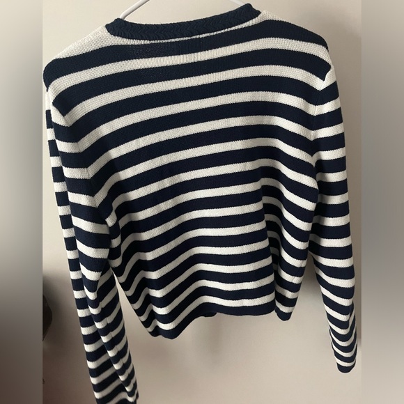 J. Crew Navy and White Striped Button Sweater - Picture 4 of 4